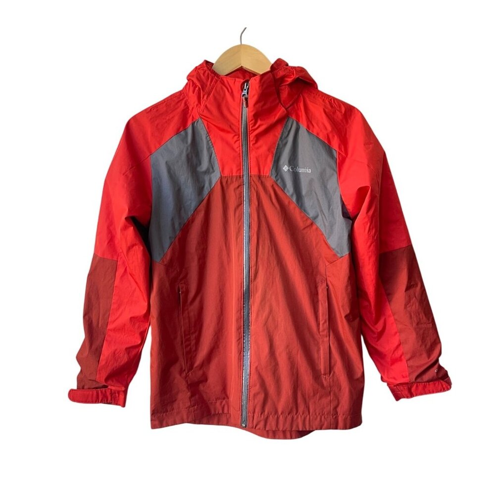 Columbia Boys Youth Jacket Size 14-16 Waterproof Hooded Nylon Omni-Tech Outgrown